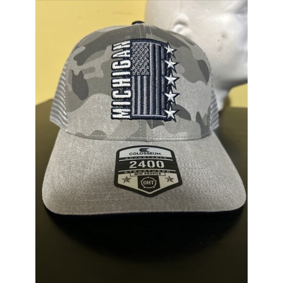 University of Michigan Wolverines Gray Camo Mesh OHT Snapback Hat Cap - Picture 10 of 10